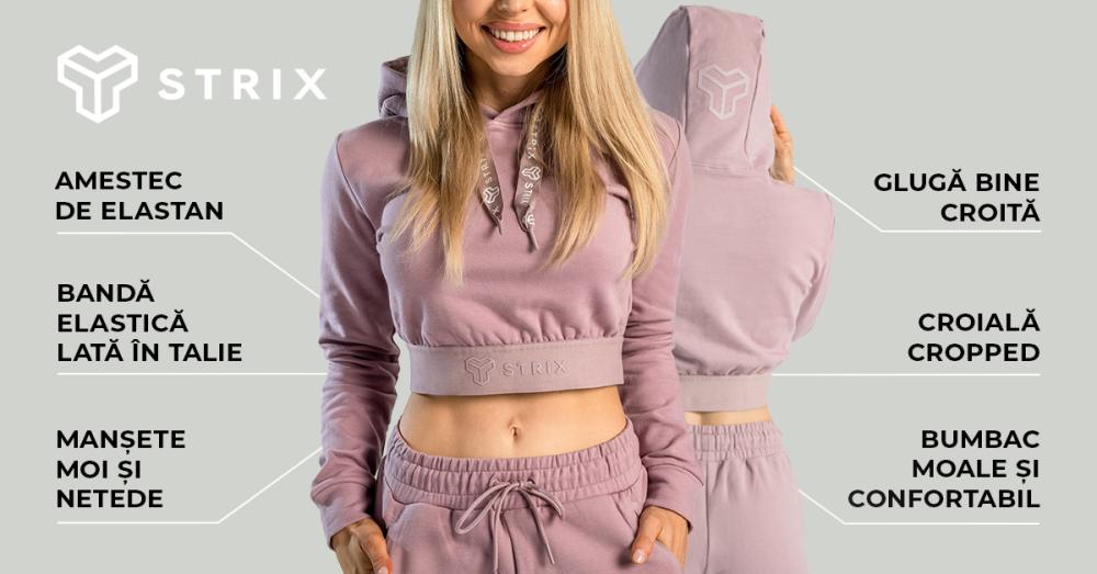 Hanorac pentru femei Essential Cropped Hoodie Mauve - STRIX